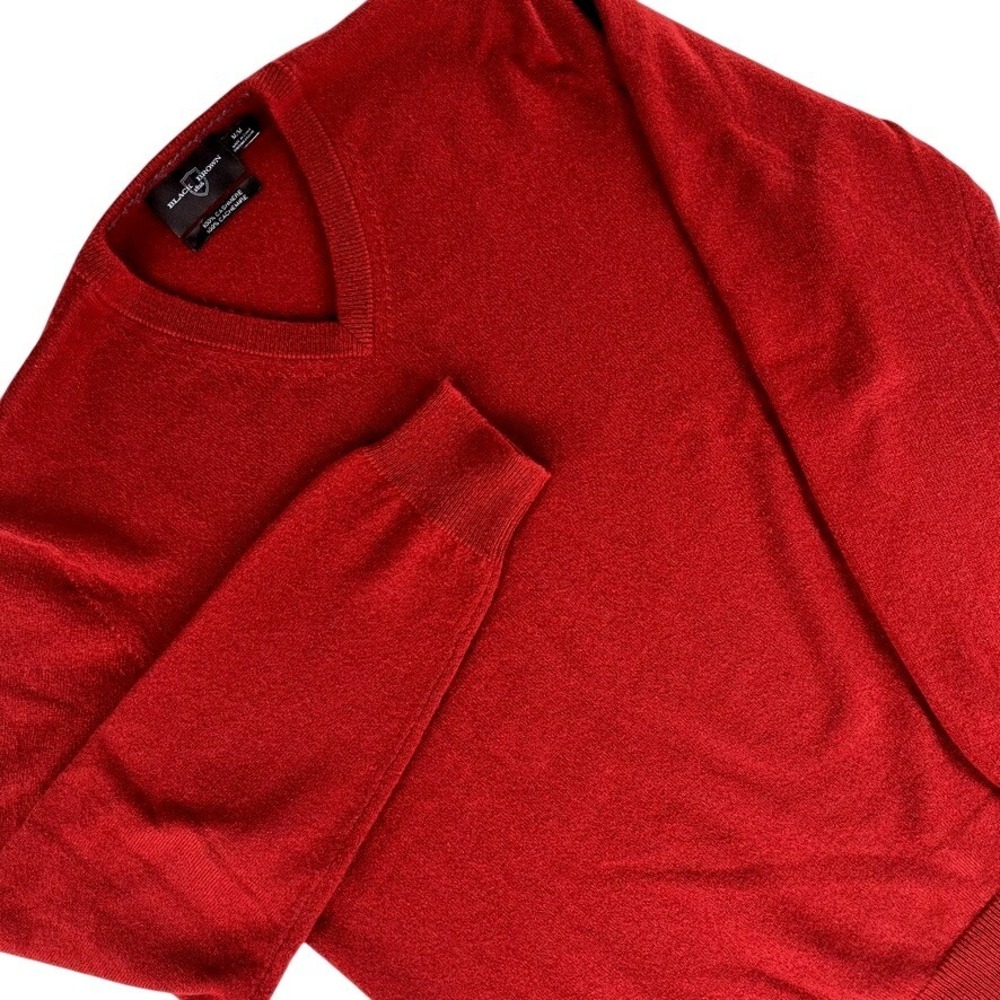 Black Brown 1826 Sweater Mens Medium Red V-Neck 100% Cashmere Regular Fit